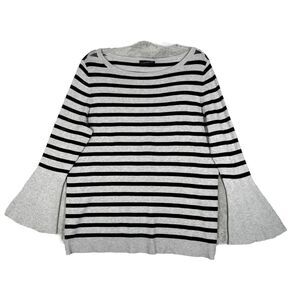 Lane Bryant Sweater Womens‎ 18 20 Black Gray Striped Bell Sleeve Casual Neutral